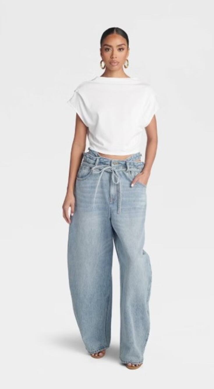 KBB by KAHLANA Women's High Waisted 'The Cut Out Paper Bag Jeans'